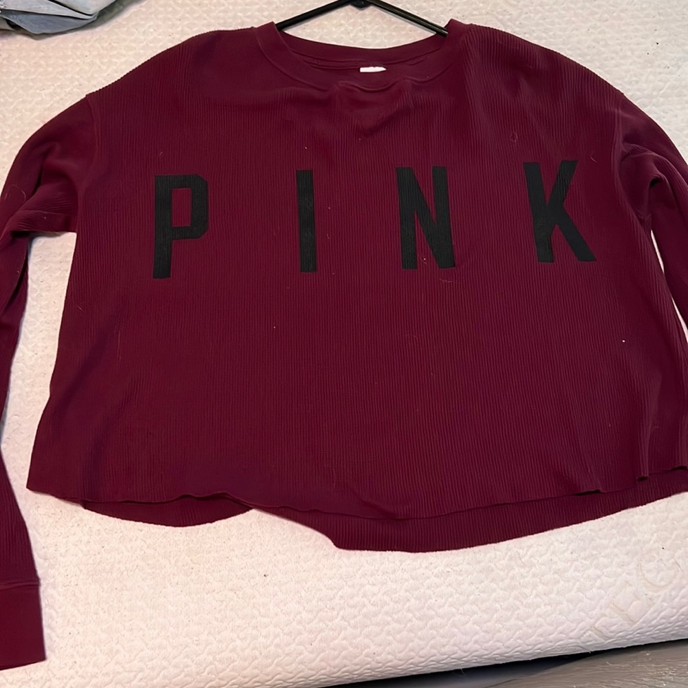 Burgundy Pink long sleeved crop top